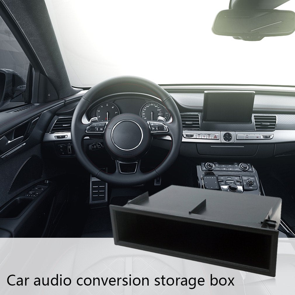 Universal Trace Single Din CD Player/Pocket Storage Box Universal Car Stereo Radio Trim Kit Car Accessories (Black) - Auto GoShop