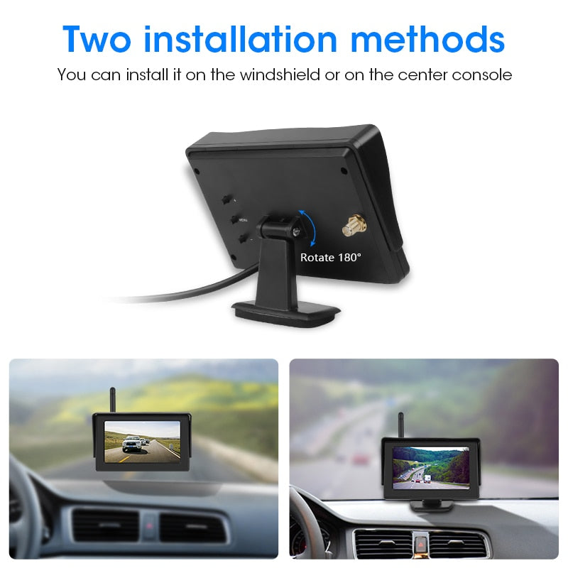 Dark Slate Gray Jansite wireless backup camera 4.3 inch  TFT LCD car monitor reversing camera wireless with monitor rear view camera for car (Wireless parking)