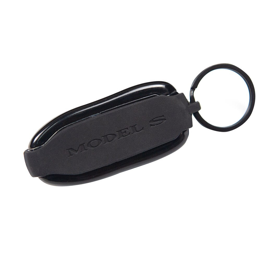 Dark Slate Gray Car Soft With Ring Key Fob Cover Decoration Silicone Protective Accessories Portable Anti Scratch For Tesla Model 3 S X