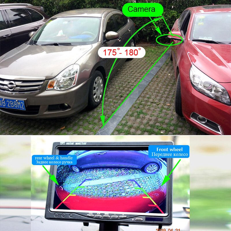 XCGaoon CCD 180 degree Fisheye Lens Car Rear Side front View Camera Wide Angle Reversing Backup Camera Night Vision Waterproof (12V) - Auto GoShop