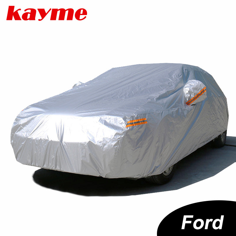 Dark Gray Kayme waterproof car covers outdoor sun protection cover for car for ford mondeo focus 2 3 fiesta kuga ecosport explorer ranger