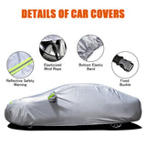 Gray Car Cover Full Covers with Reflective Strip Sunscreen Protection Dustproof UV Scratch-Resistant for 4X4/SUV Business Car
