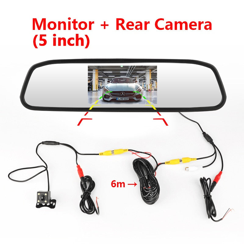 Gold 4.3 inch Car HD Rearview Mirror CCD Video Auto Parking Assistance LED Night Vision Reversing Rear View Camera Transparent glass