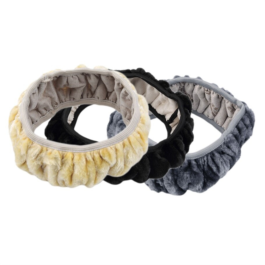 3 PCS Car-styling Charm Warm Long Wool Plush Steering Wheel Cover for Car Handbrake Accessory for Diameter 36-38cm Hot Selling - Auto GoShop