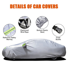 Gray Car Cover Full Covers with Reflective Strip Sunscreen Dustproof Anti-uv Heat Protection Scratch-Resistant for SUV Business Cars