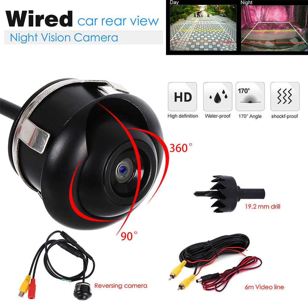 Black Waterproof HD Wide Angle night vision 360 degree Car Rear View Camera Front Camera Front View Side Reversing Backup Camera (full set)