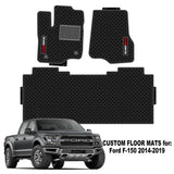Car Floor Mats All Weather Protect, Black Latex, Odorless For F-150 2014-2020 - Auto GoShop