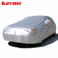 Dark Gray Kayme 210T Waterproof Full Car Covers Outdoor sun uv protection, dust rain snow protective, Universal Fit suv sedan hatchback