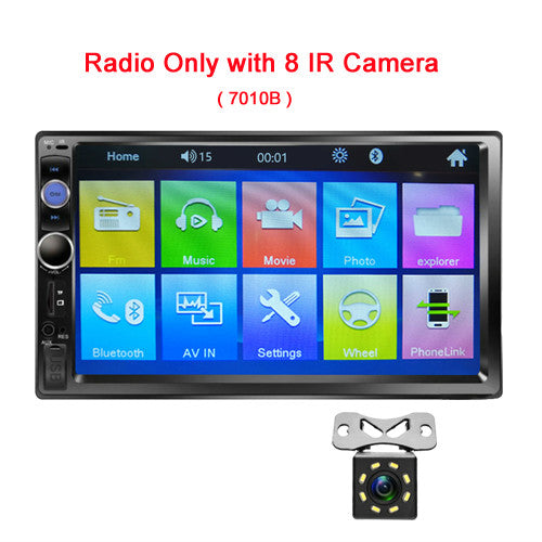 Royal Blue Hikity 2 Din Car Radio 7'' Touch Screen Car Player Mirror Link Bluetooth Car MP5 Multimedia  Player FM Autoradio Support Camera
