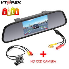 Sky Blue 4.3 inch Car HD Rearview Mirror CCD Video Auto Parking Assistance LED Night Vision Reversing Rear View Camera Transparent glass
