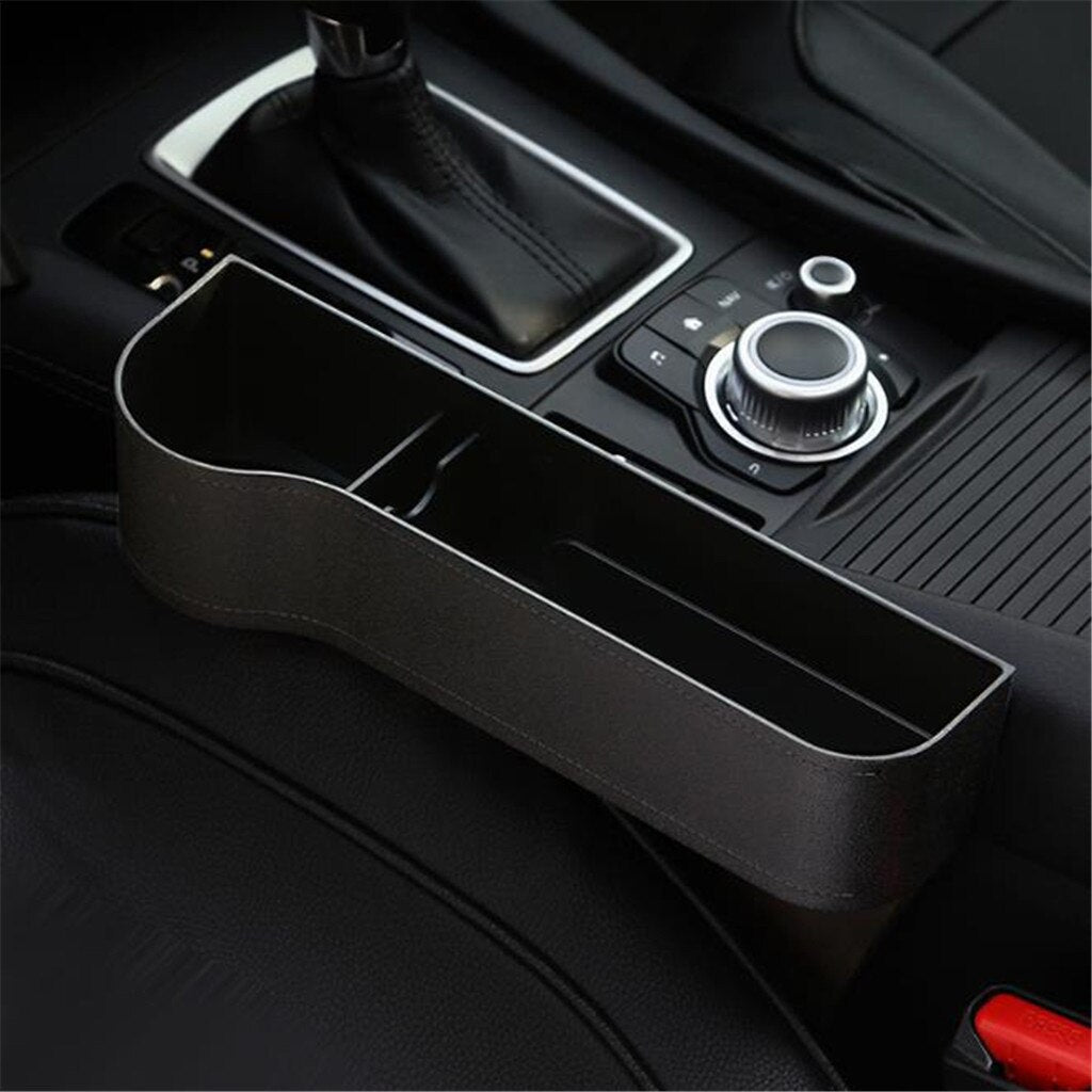 2X Car Storage Bag Box Car Seat Pocket Seat Gap Organizer Caddy Catcher Space Store Leak-Proof Stowing Tidying Gap Slit Pocket (Black) - Auto GoShop