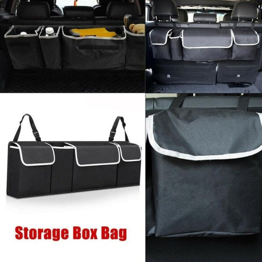 Foldable Auto Seat Back Organizer Oxford Waterproof Collapsible Truck Storage Bag Multi Hanging Pocket - Auto GoShop