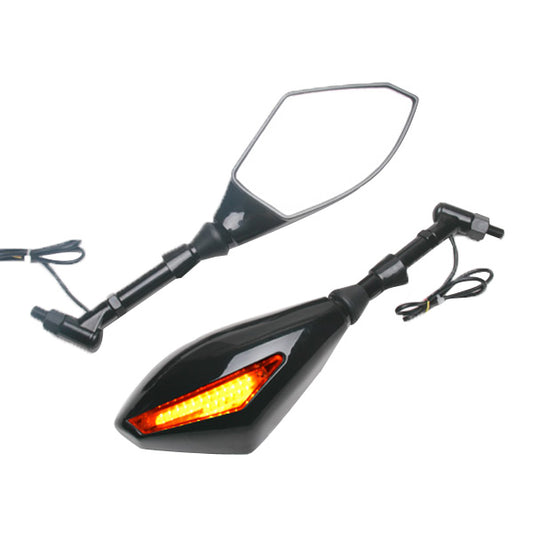 Dark Slate Gray Motorcycle Black Turn Light LED Side Mirrors 10mm Installation Screws