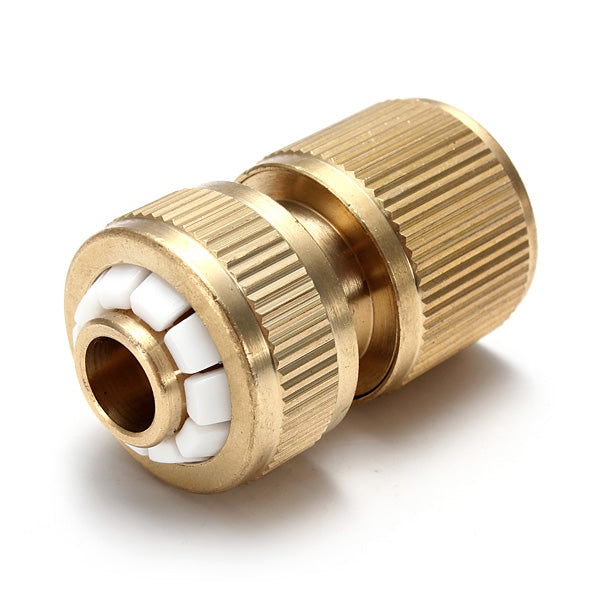 Tan Car Garden Washing Hose Pipe Water Stop Connector Threaded Tap Brass