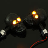Light Goldenrod Motorcycle Skeleton Head Skull Turn Signal Light Indicator 12V 0.5W