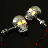 Rosy Brown Motorcycle Skeleton Head Skull Turn Signal Light Indicator 12V 0.5W