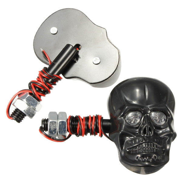 Beige Motorcycle Skeleton Head Skull Turn Signal Light Indicator 12V 0.5W