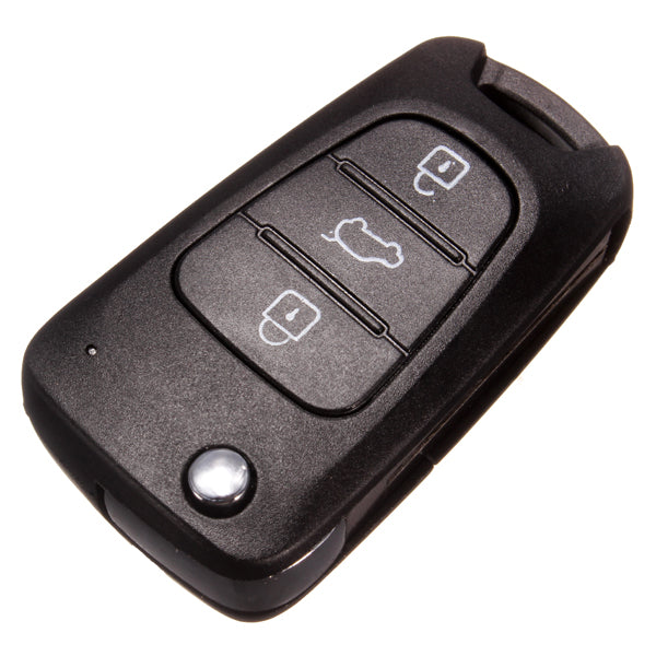 Three Button Flip Key Case Shell for Hyundai i20 i30 Black with Blade - Auto GoShop