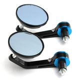 Light Blue 7/8 inch Motorcycle Motor Bike Bar End Rear View Mirror Rrounded