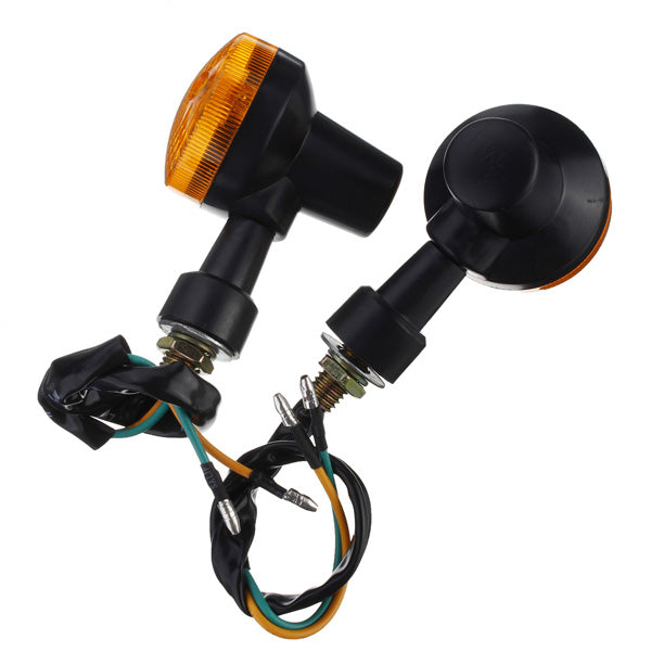 Black Pair Motorcycle Turn Signal Light Amber Indicator Lamp