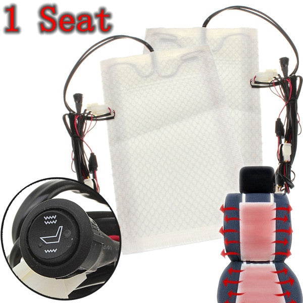 2pcs Adjustable Universal Car Heated Seat Heater Pads Carbon Fiber For 1 Seat with Round Switch - Auto GoShop