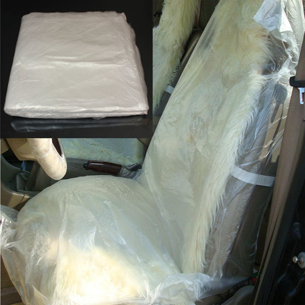 100 X Car Disposable Plastic Seat Covers Vehicle Protectors Mechanic Valet Roll - Auto GoShop