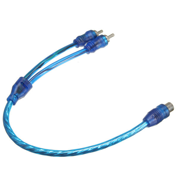 Cornflower Blue Car RCA Phone Y Splitter Lead Adapter Cable Female To Male Plug Connector