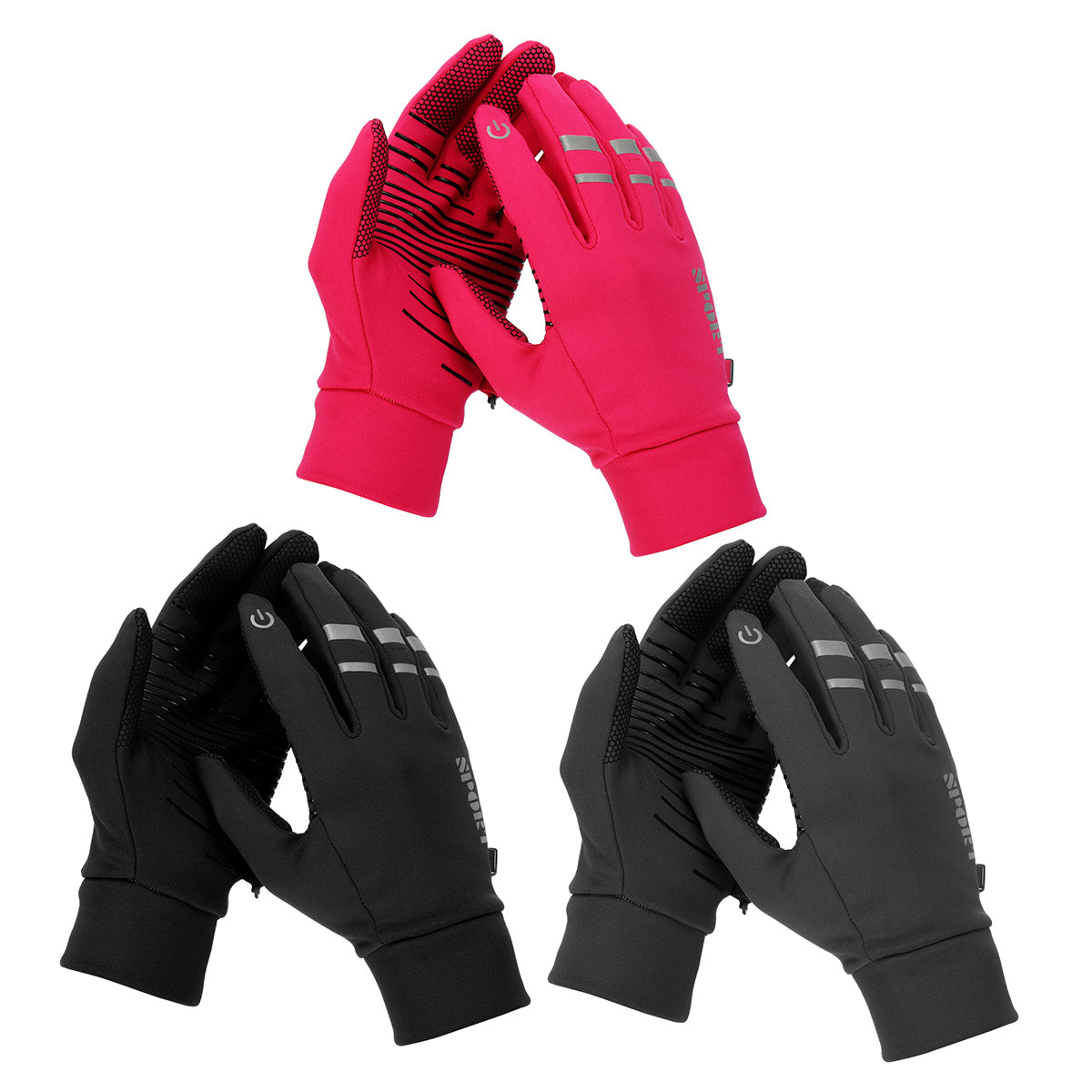 Maroon Winter Cycling Warm Windproof Waterproof Anti slip Thermal Touch Screen Gloves