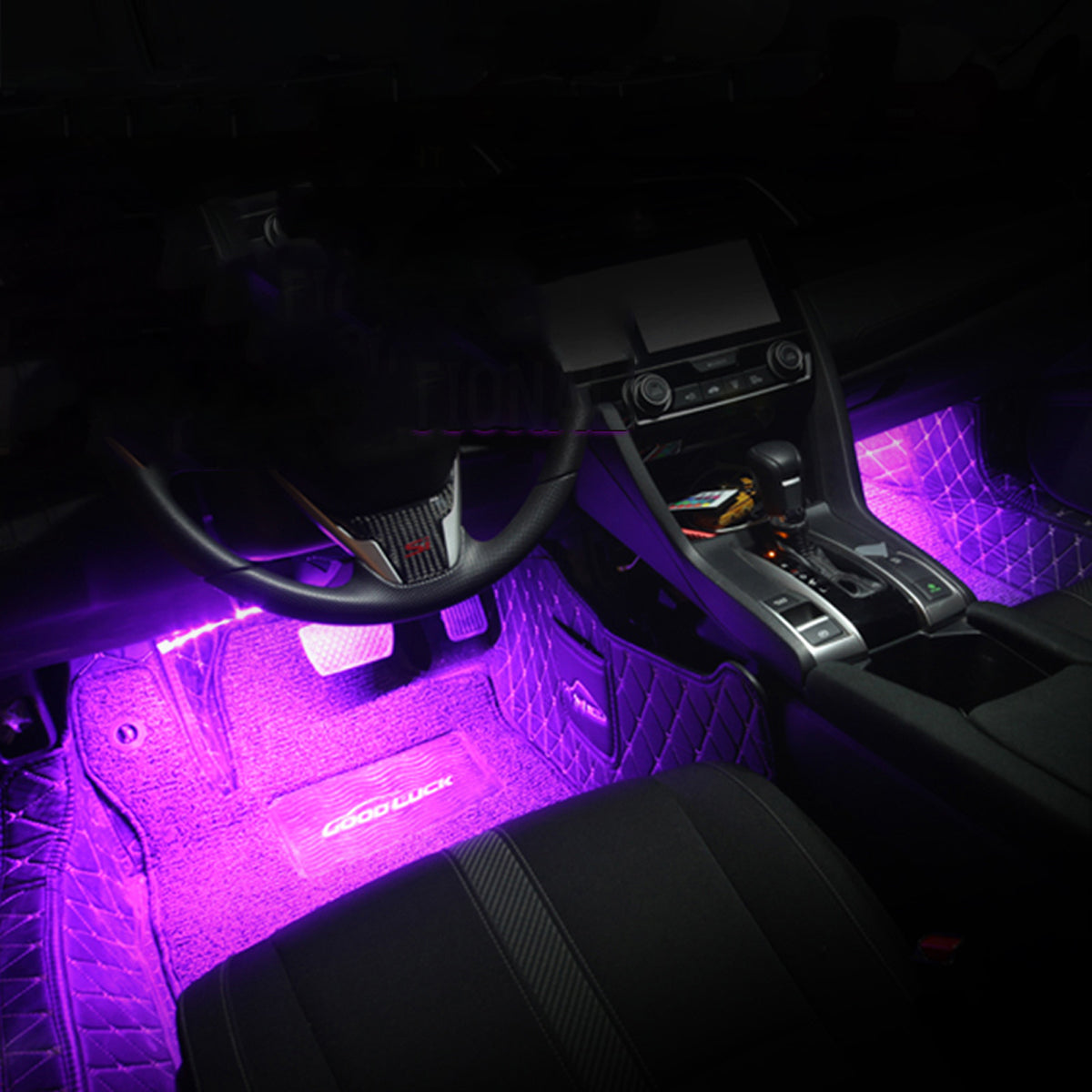 Violet Car Interior 5050SMD 9LED Decorative Light Atmosphere Lamp Bar One For Two 180 Degrees Wide-angle Lighting DC 12V
