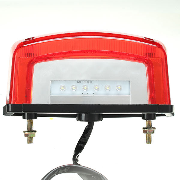 Orange Red Universal 12V LED Motorcycle Tail Brake Light License Plate Lamp