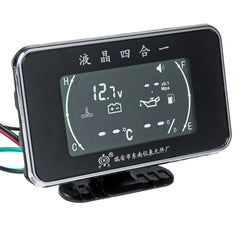 Dark Slate Gray 12V 24V M10 4-In-1 LCD Car Digital Alarm Gauge Voltmeter Oil Pressure Fuel Water Temp 1/8NPT