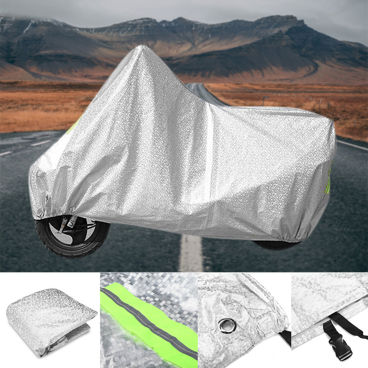 Lavender Motorcycle Protector Cover Rain Dust Waterproof Nylon Sheet Motorbike With Reflective Strip