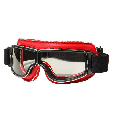 Firebrick Vintage Goggles Motorcycle Leather Goggles Glasses Cruiser Folding Helmet Eyewear
