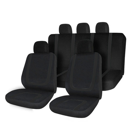 Dark Slate Gray Universal Full Set Car Seat Covers Front Rear Polyester 5 Heads Auto Black