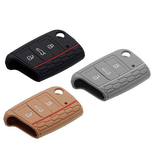 Rosy Brown Silicone Car Key Case/Bag Protector Cover for Volkswagen VW Golf 7/Lamando/Skoda Octavia