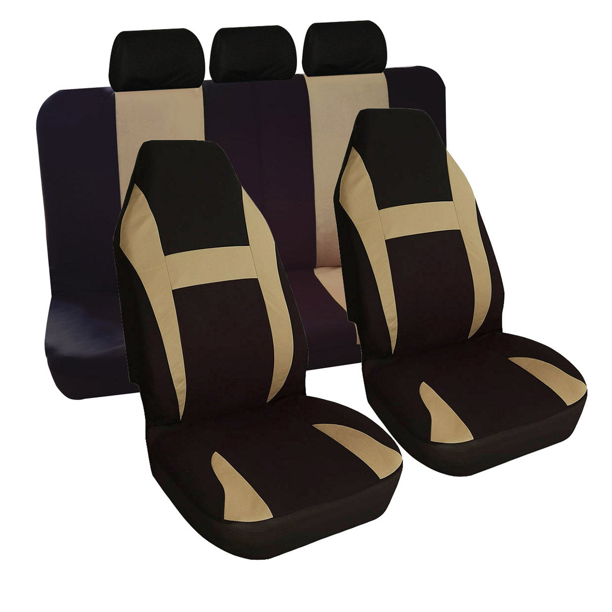 Black 7PCS Universal Front Seat Covers Set Fit For Auto Car SUV Trucks