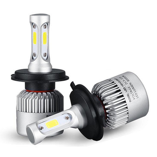 Black 72W 8000LM COB LED Car Headlights Bulbs Fog Lamps H4 H7 H11 9005 9006 6500K White 2PCS