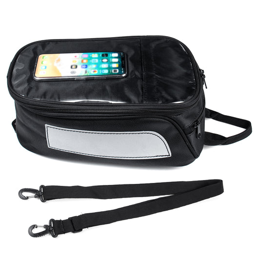 Black Waterproof Expandable Touch Screen Motorcycle Tank Bag Magnetic Pouch Luggage Mobile Phones GPS Storage Racing Rear Tail Seat Saddlebags