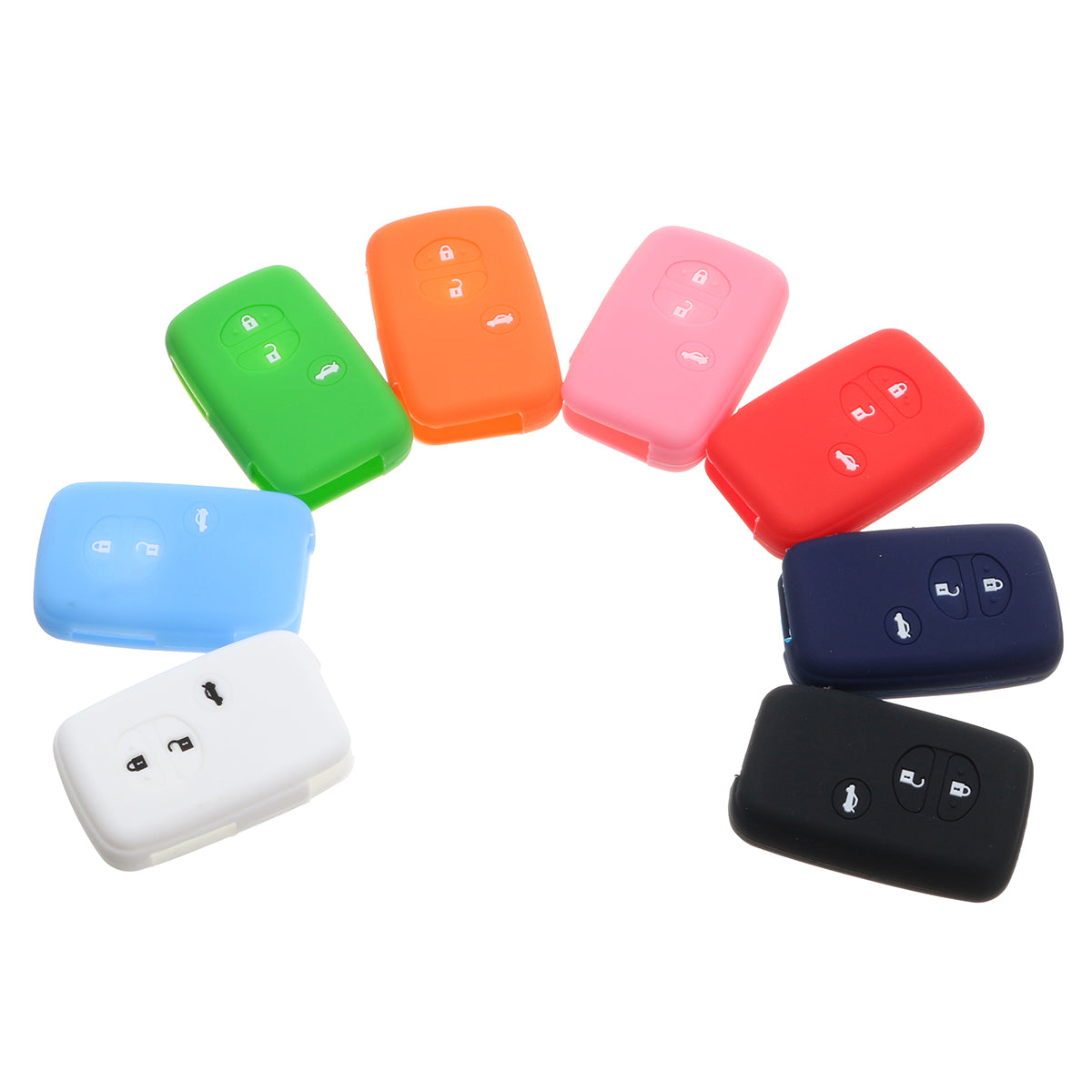 Coral 3 Buttons Silicone Fob Remote Key Case Cover Fit For Toyota Prado Crown Reiz