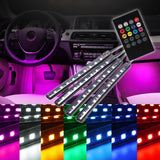 Magenta 4Pcs 9LED Remote Control Colorful RGB Car Interior Floor Decorative Lights