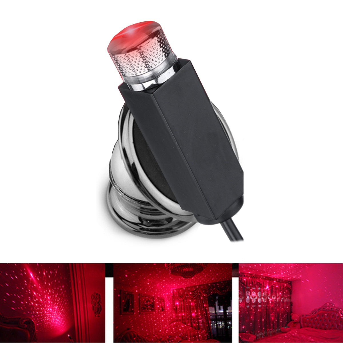 Dark Slate Gray Car LED Atmosphere Ceiling Starry Star Lights Roof Decoration Lamp  360°Adjustable USB 5V 1W
