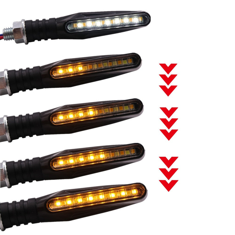 Saddle Brown Pair 12V 15LED Motorcycle Flowing Sequential Turn Lights+DRL Lamp Spotlight