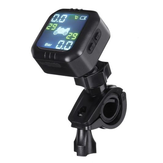 Black Waterproof LCD Display TPMS Motorcycle Real Time Tire Pressure Monitoring Gauge System Wireless Internal Sensor