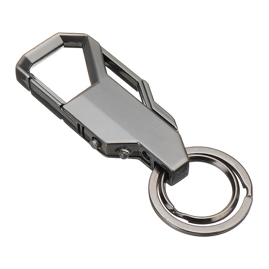 Dark Gray Multifunction Keychain With LED Light Men's Car Pendant Women's Circle Ring Cute Custom Metal
