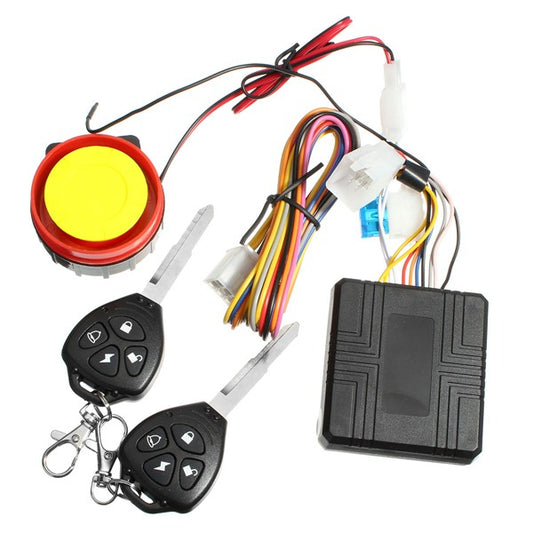 Yellow 12V Motorcycle Anti Theft Alarm System Vibration Remote Control Security