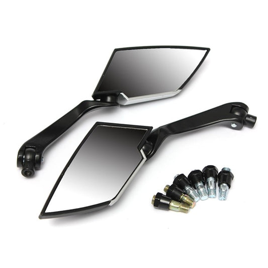 Motorcycle Rear View Side Mirrors Black Universal For Honda Yamaha Suzuki - Auto GoShop