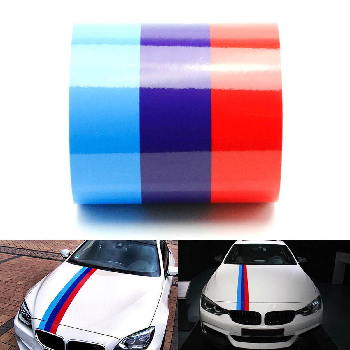 Dodger Blue 60Inch M Color Stripes Rally Side Hood Racing Motorsport Decal Sticker for BMW