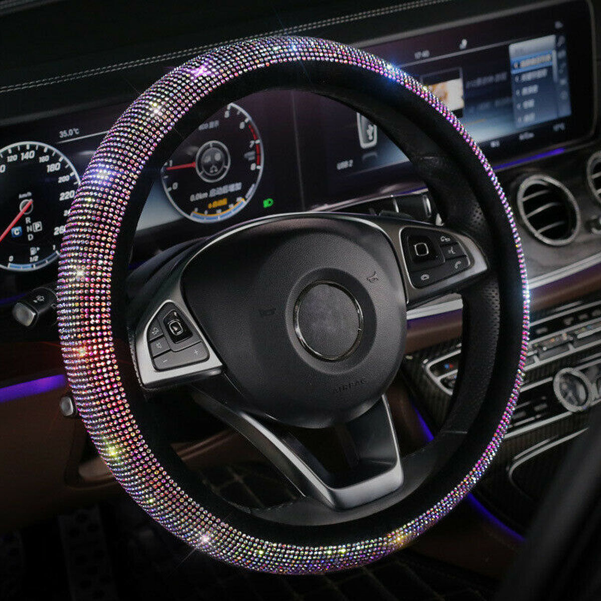 Universal Steering Wheel Cover Luxury Bling Bling Rhinestone Diamond Car Accessories Decor - Auto GoShop