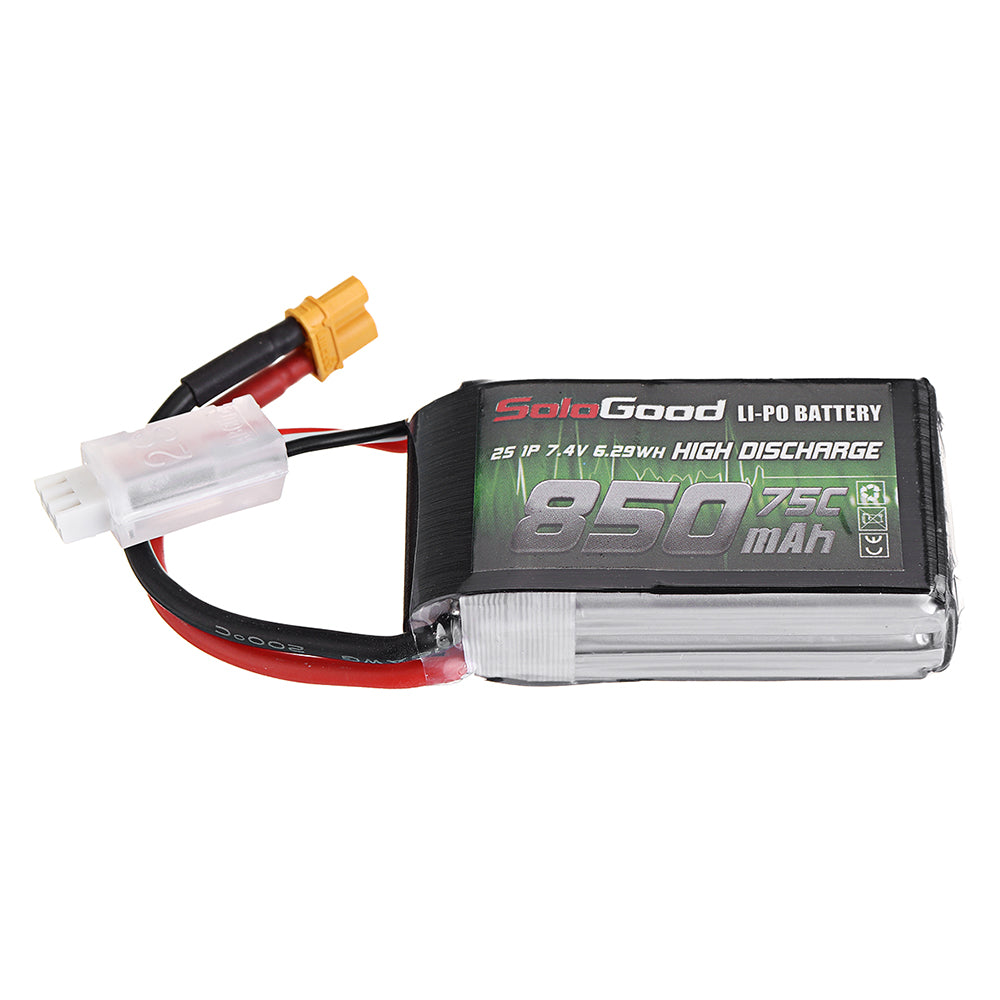 Dim Gray Sologood 7.4V 850mAh 75C 2S Lipo Battery XT30 Plug RC Car Model Spare Parts