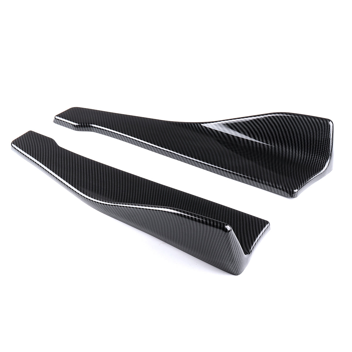 Black 2pcs 48cm Carbon Fiber Universal Anti-Scratch Car Rear Bumper Lip Wrap Angle Splitters Mudguards